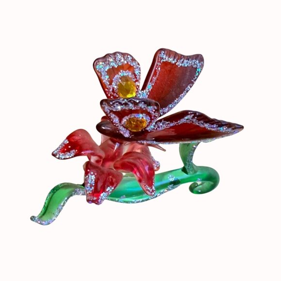VTG Ashton Drake Glass Ornament Butterfly Blushing Kiss Whimsical Crystal Gift - Picture 3 of 11